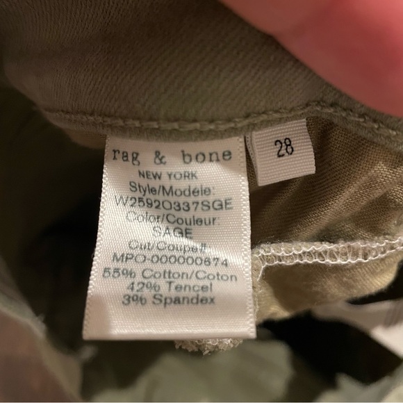 Rag & Bone Dre Capri Jeans in Sage Green 28 - Picture 10 of 10